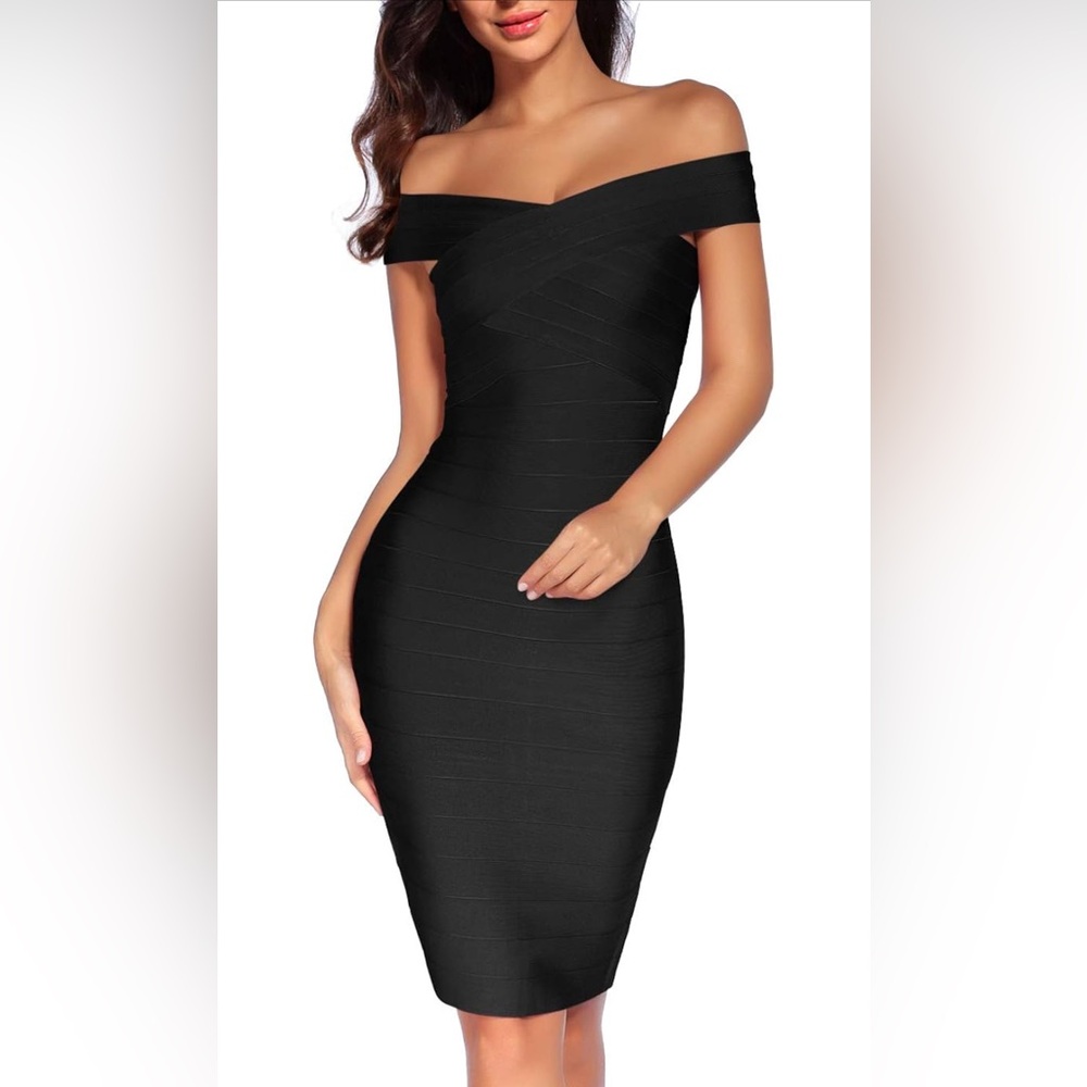 Off shoulder bodycon dresss NWOT. Super sexy, stretchy.